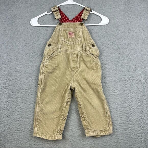 Vintage Old Navy Overalls Baby 12-18M Beige Corduroy Carpenter Farmer Casual‎ - Picture 1 of 15